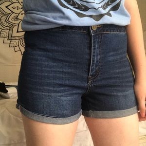 high rise jean shorts